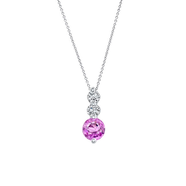  White Gold Pink Sapphire And Diamond Necklace Image 1