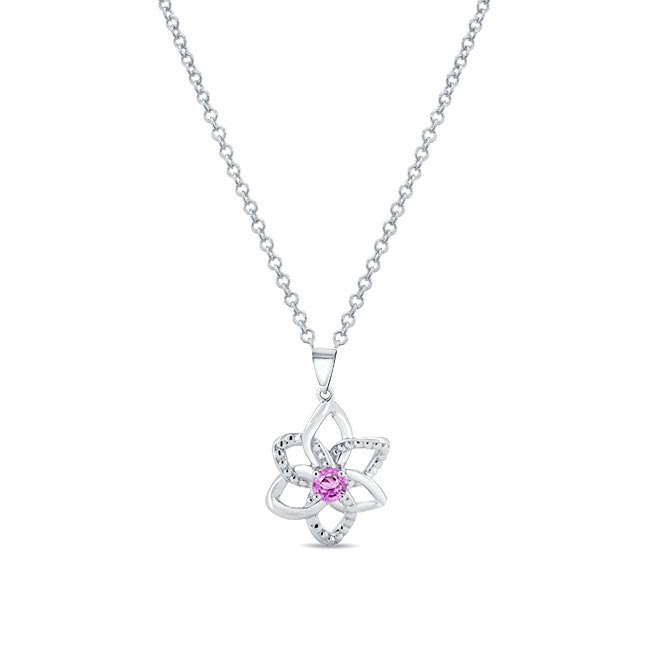 Pink Sapphire Flower Necklace