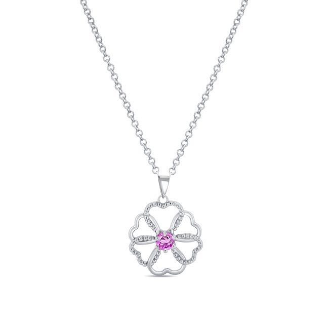 Pink Sapphire Heart Necklace