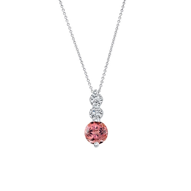  White Gold Pink Tourmaline And Diamond Necklace Image 1