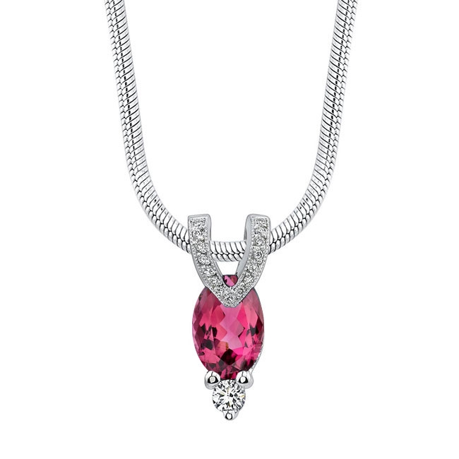  White Gold White Gold Pink Tourmaline Necklace PT-6889N Image 1