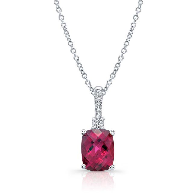 Cushion Pink Tourmaline And Diamond Necklace
