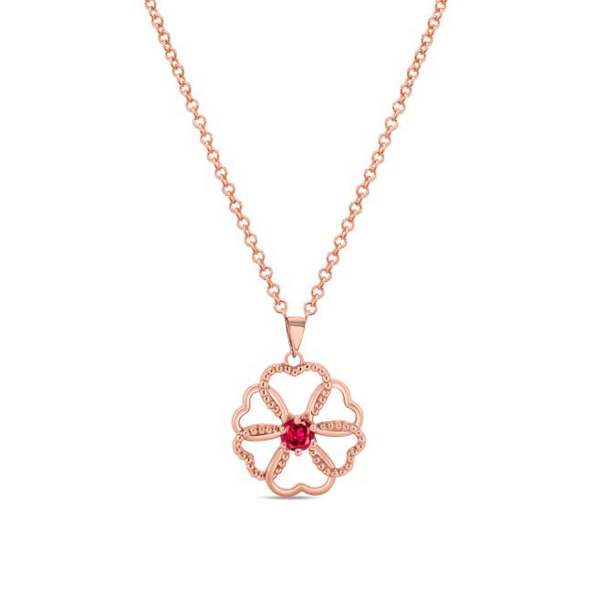 Rose Gold Ruby Heart Necklace