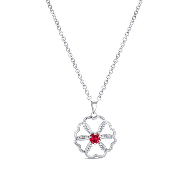 Platinum Ruby Heart Necklace