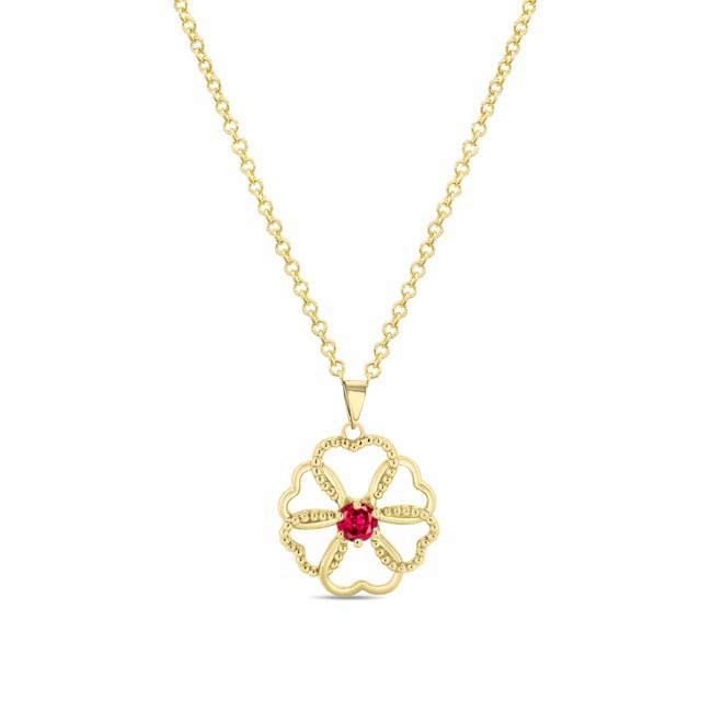 Yellow Gold Ruby Heart Necklace