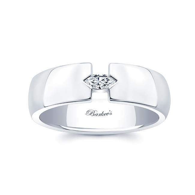  Mens Marquise Diamond Wedding Ring Image 1