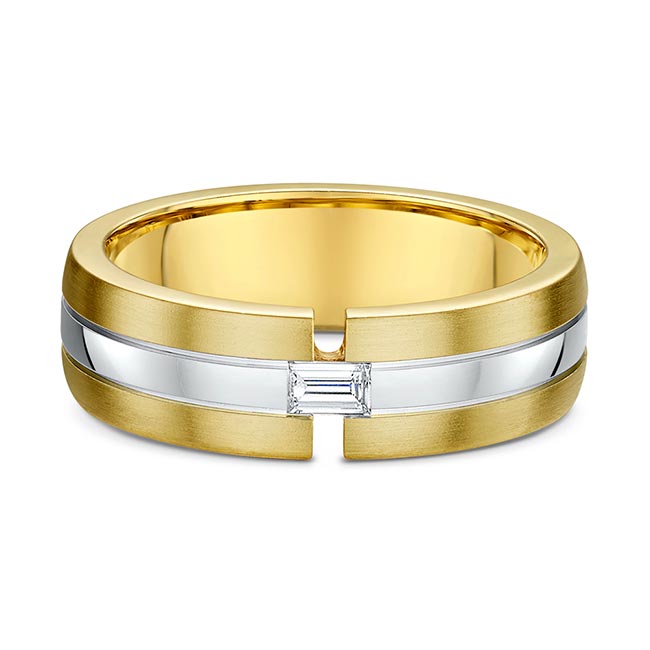 Two Tone Straight Baguette Wedding Band