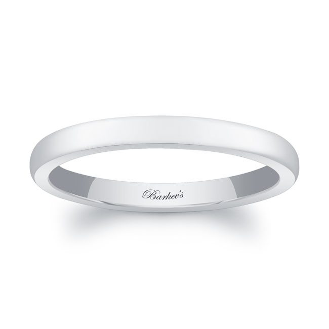  White Gold 2mm Domed Wedding Band Image 1