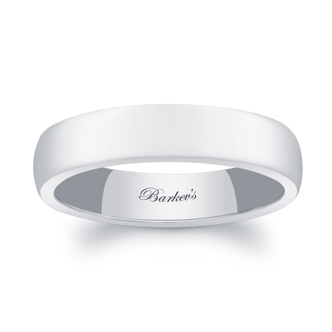  White Gold 4mm Domed Wedding Band Image 1