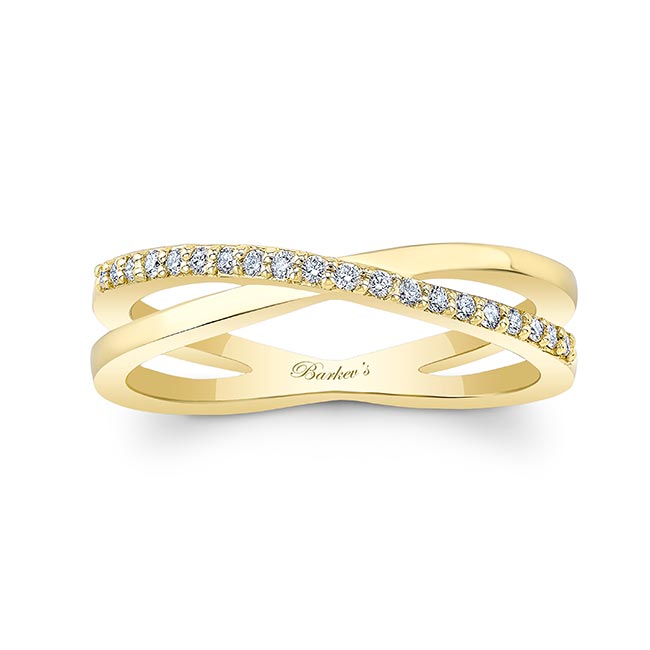Yellow Gold Overlap Diamond Promise Ring