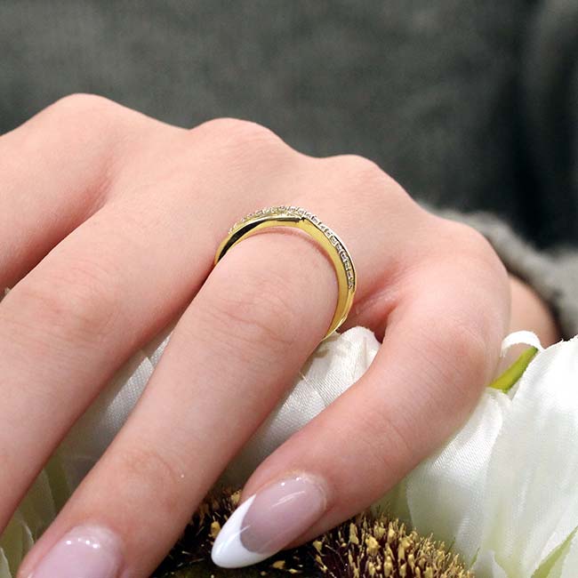 Yellow Gold Overlap Diamond Promise Ring Image 4