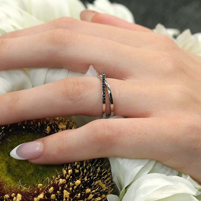 Overlap Black Diamond Promise Ring Image 4