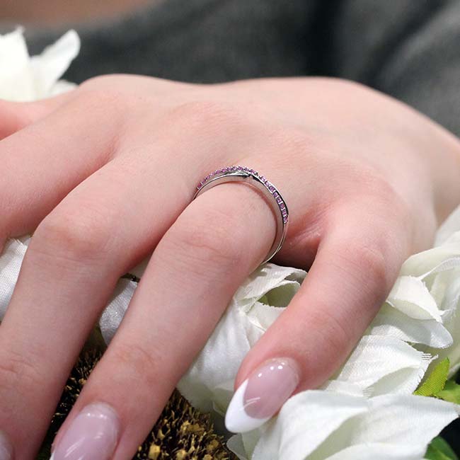 Platinum Overlap Pink Sapphire Promise Ring Image 3