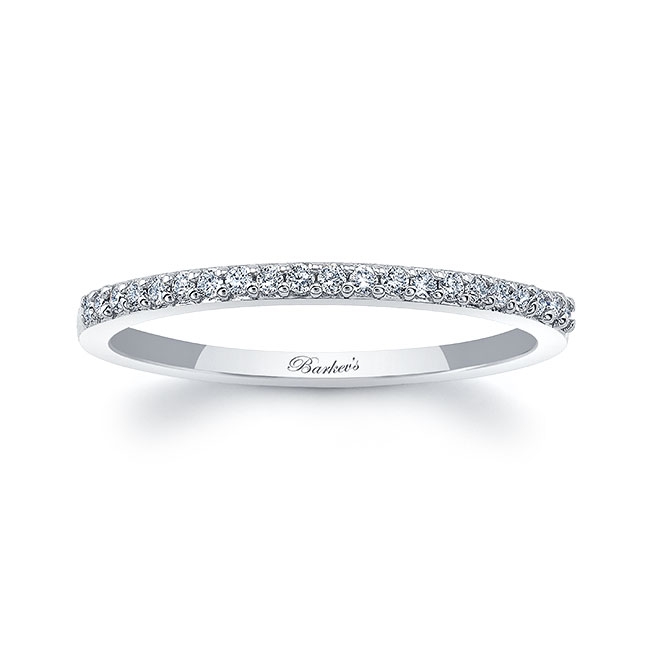 White Gold Thin Stackable Diamond Band
