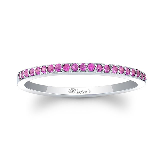 Platinum Thin Stackable Pink Sapphire Band