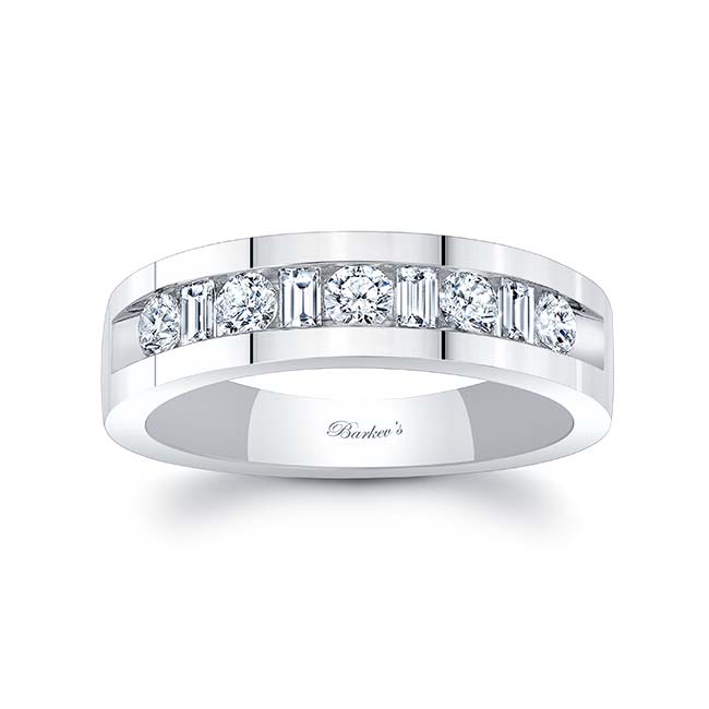 Mens Alternating Round And Baguette Diamond Band