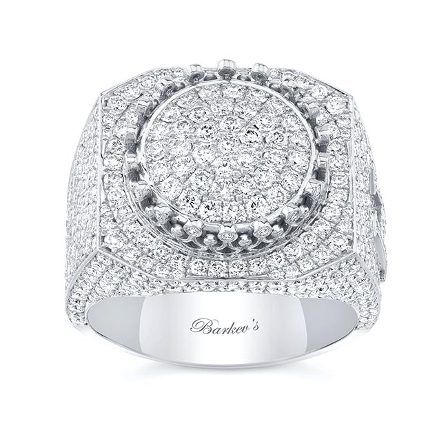 14k White Gold 7-Stone Milgrain Design Men's Diamond Ring Band w/ 0.64  Carat Brilliant Cut Diamonds, 9/32 in. (7mm) wide, Size 9|Amazon.com